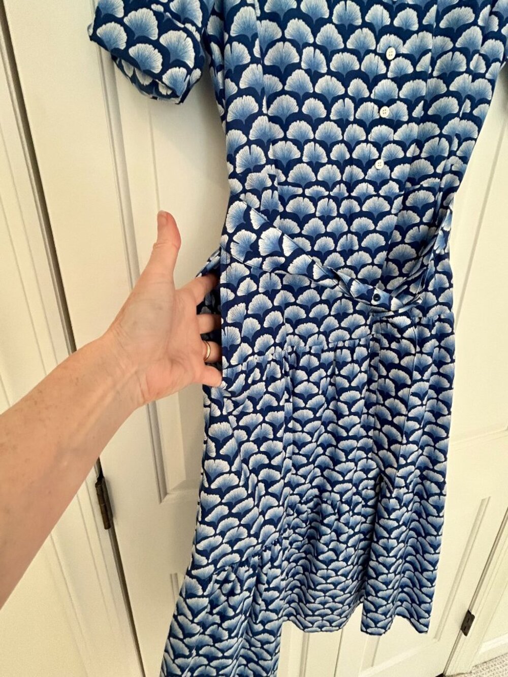 J. McLaughlin navy and white tiered shirtdress - Picture 2 of 5